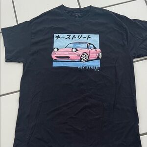 Black Tee with Pink Car Graphic